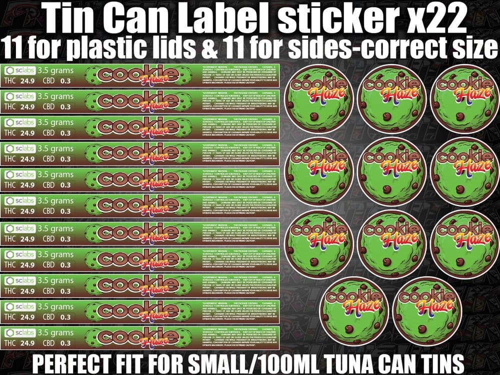 COOKIE HAZE Cali Tin Labels Stickers Marijuana weed RX Medical Cannabis ...