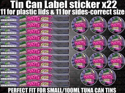 CRITICAL PURPLE KUSH Cali pressitin tuna Tin Labels Stickers RX Medical HQ
