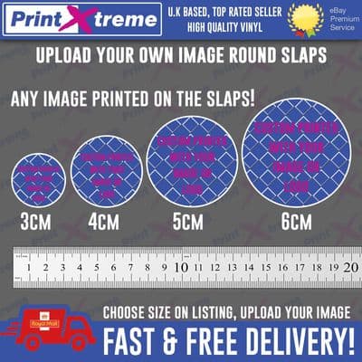 CUSTOM PRINTED ROUND STICKERS slaps, cali  logo branding multiple sizes upload your own image