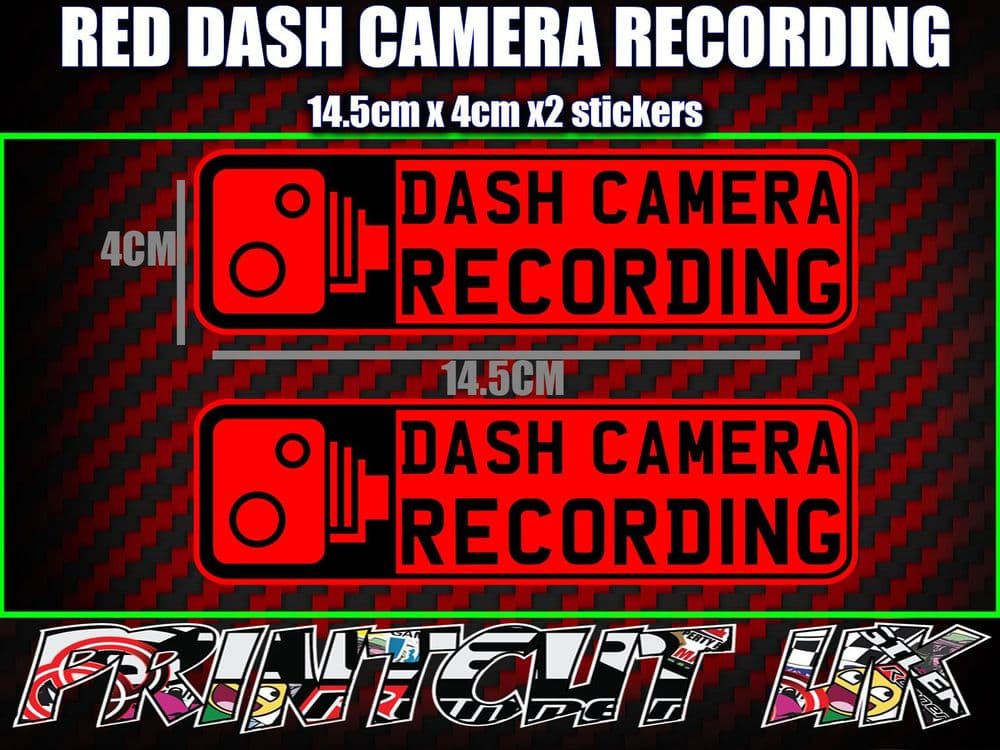 Camera Recording Sticker DASH CAMERA RECORDING CAR CAM STICKERS X2 decal dvr car van bike truck ...