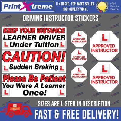 Driving instructor Learner Driver car Vinyl stickers decals Sign DVSA ADI DSA x8