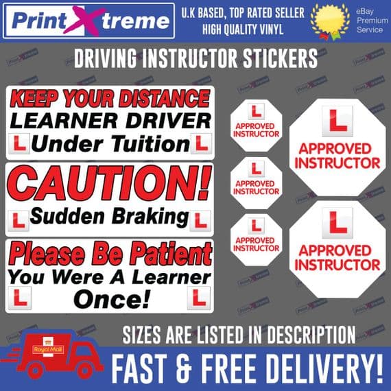 Driving instructor Learner Driver car Vinyl stickers decals Sign DVSA ...