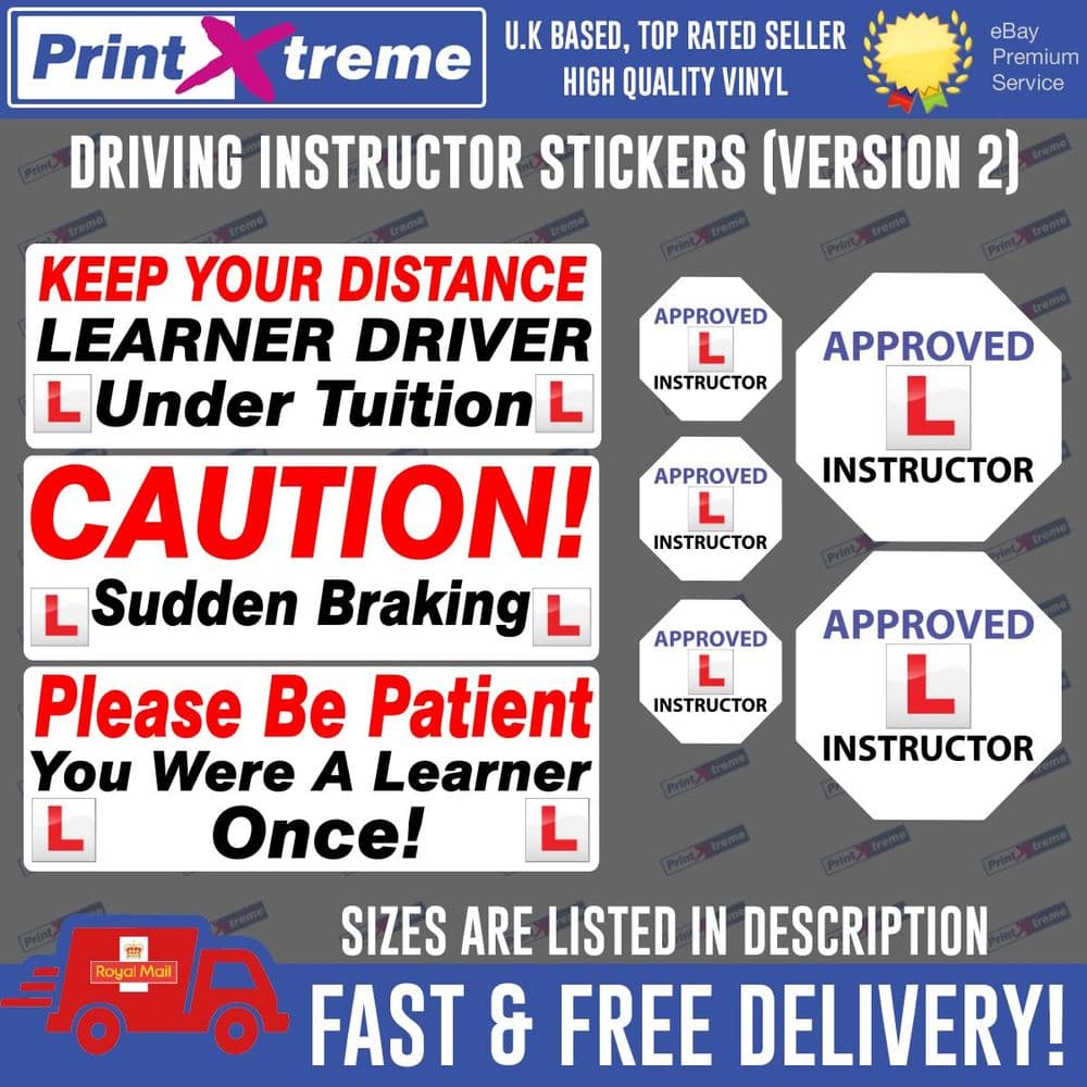 Learning License Sticker Driving instructor Learner Driver stickers car decals Vinyl Sign DVSA ...