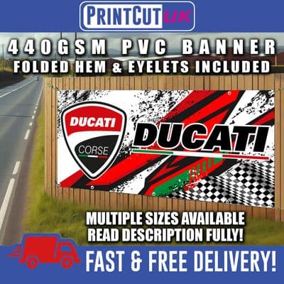 DUCATI PVC BANNER SIGN SIGNS Indoor Outdoor workshop, shed, mechanic, garage, motorcycle, racing