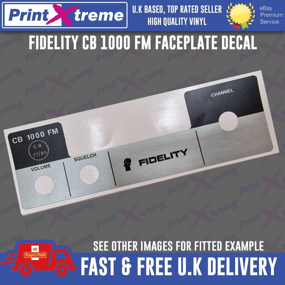 FIDELITY CB 1000 cb radio faceplate bezel Decal Sticker BRUSHED ...