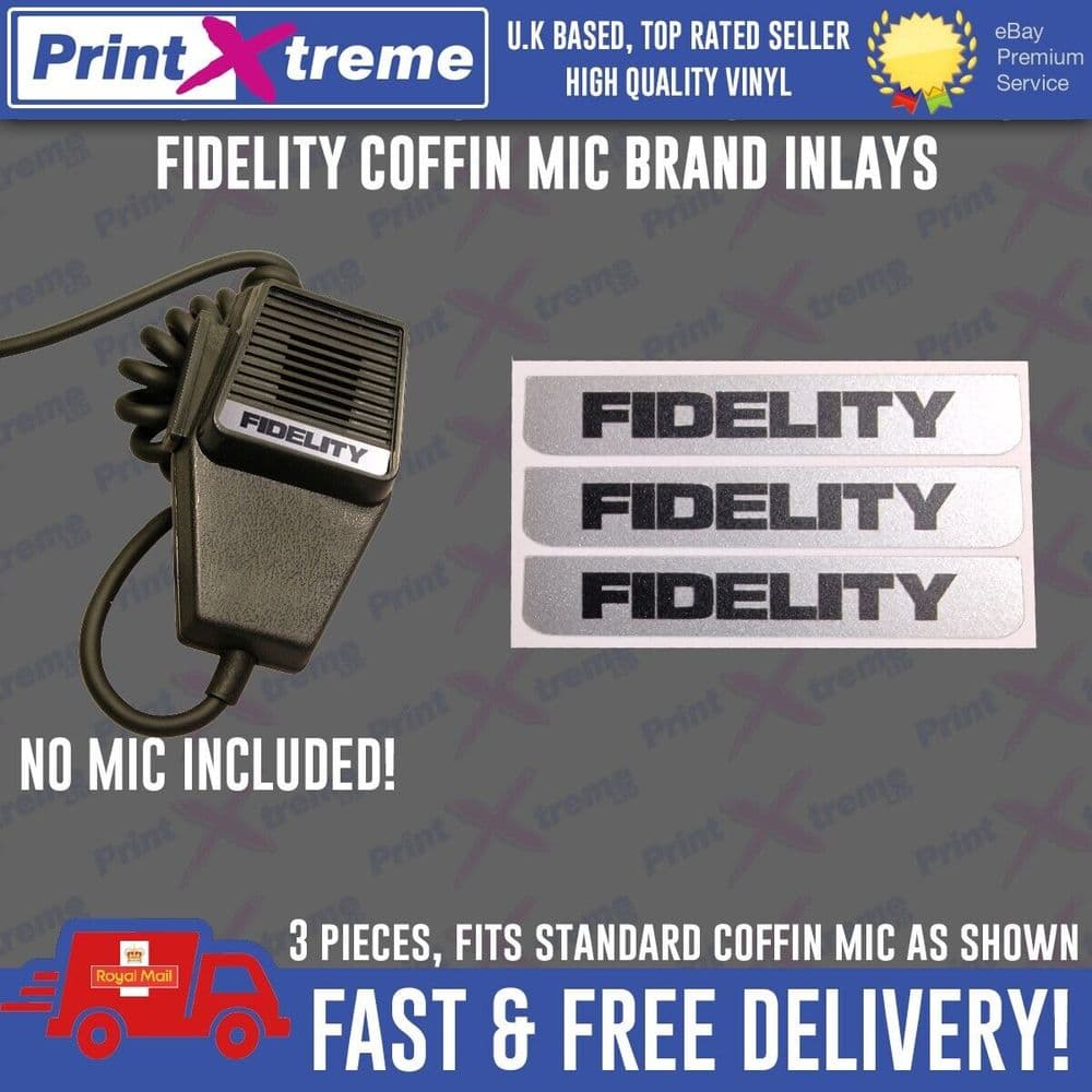 FIDELITY cb radio COFFIN MIC INLAY STICKER Decal self adhesive NO MIC ...