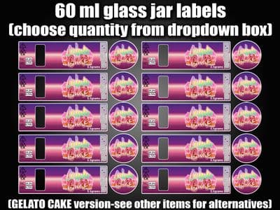 GELATO CAKE 60ml glass cali jar labels RX pressitin HIGH QUALITY