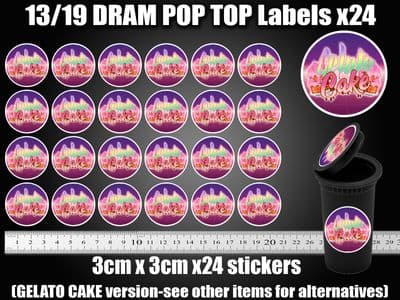 GELATO CAKE Labels Stickers 13 Dram pop top RX TIN CAN JAR POT CALI
