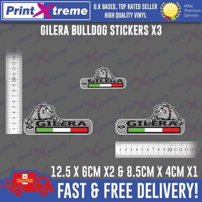 GILERA Bulldog Stickers x3 Decal, Mod, Scooter, RUNNER, DNA, 125, 180, 50 70 172
