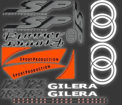 Gilera Runner SP Stickers Decals, FLuorescent Orange Set, Kit, Rep, 50 70 125 172 180
