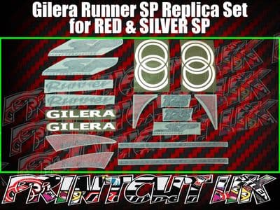 Gilera Runner SP Stickers Decals, RED & SILVER, Set, Kit, Rep, 50 70 125 172 180