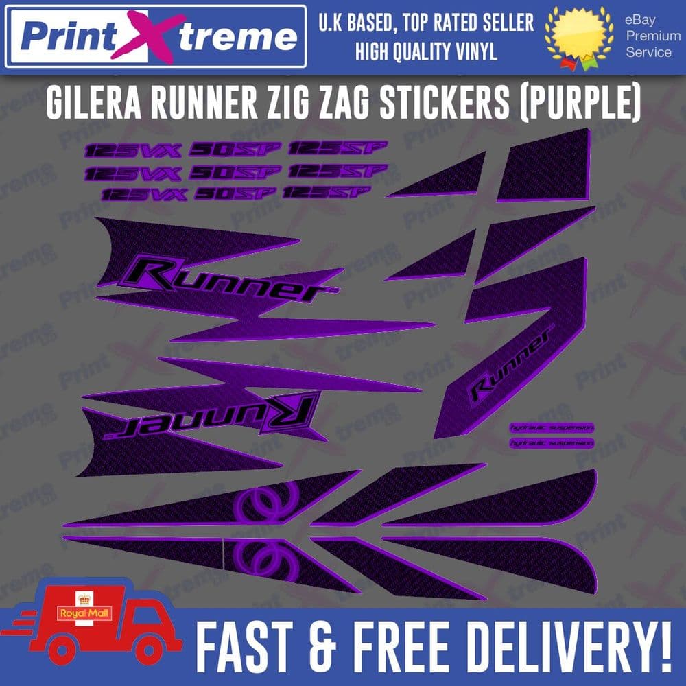 Gilera Runner Zig Zag Stickers PURPLE carbon lightning 621745 SP FX FXR ...