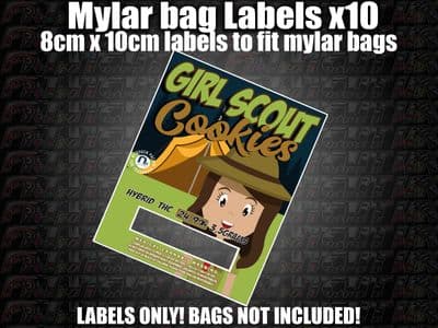 GIRL SCOUT COOKIES MYLAR BAG POUCH LABELS 10CM X 8CM Cali Stickers RX Medical