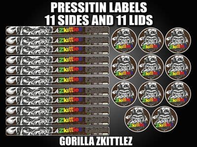 GORILLA ZKITTLEZ Cali pressitin tuna Tin Labels Stickers RX Medical HQ