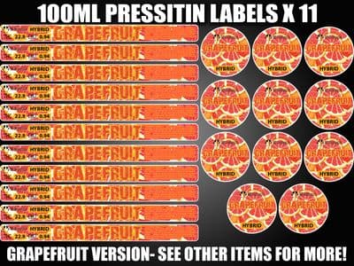 GRAPEFRUIT Cali pressitin tuna Tin Labels Stickers RX Medical HQ