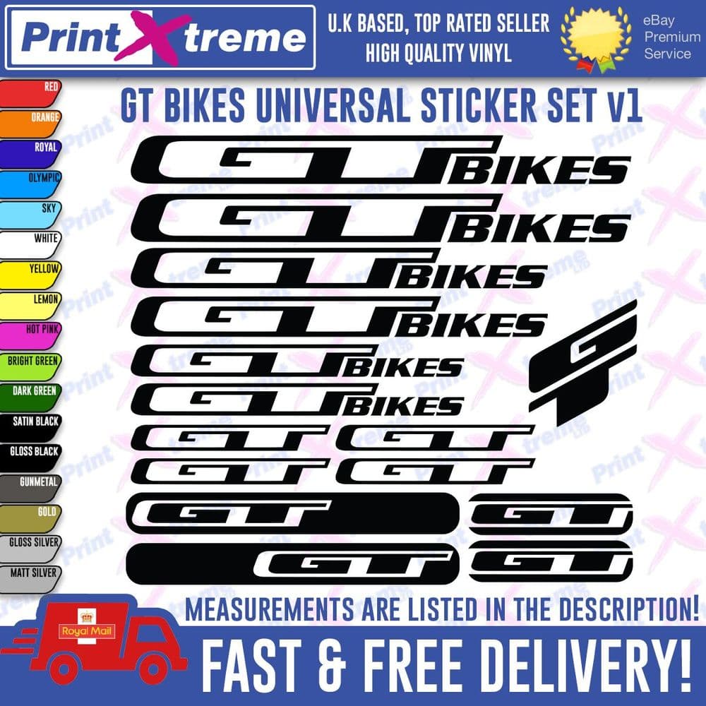 GT BIKES Vinyl Decals Stickers Mountain Bike MTB Cycling Bmx HIGH ...