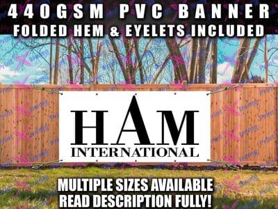 HAM INTERNATIONAL CB RADIO PVC BANNER shack shed sign Outdoor stall market shop