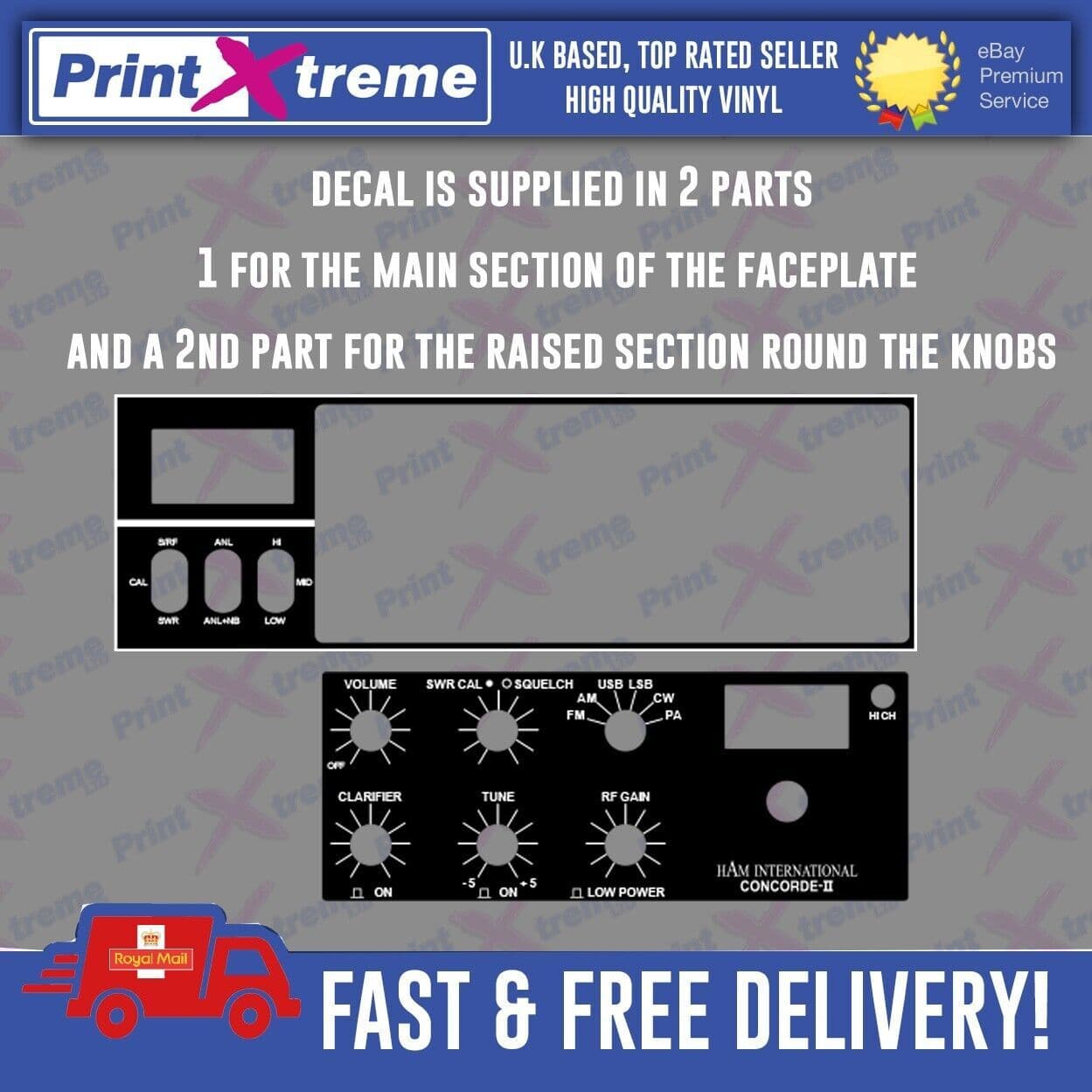 HAM INTERNATIONAL CONCORDE 2 CC cb radio faceplate Decal Sticker