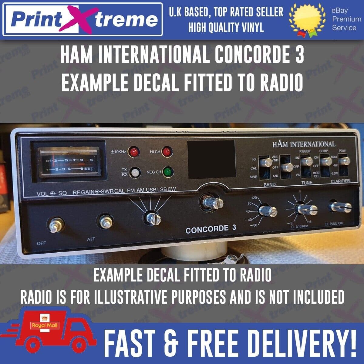 HAM INTERNATIONAL CONCORDE 3 CC3 cb radio faceplate Decal Sticker bezel