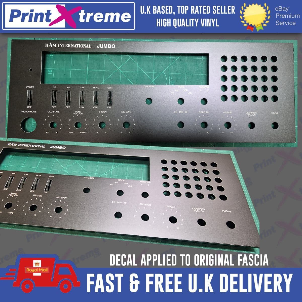 HAM INTERNATIONAL JUMBO cb radio faceplate Decal Sticker fascia self