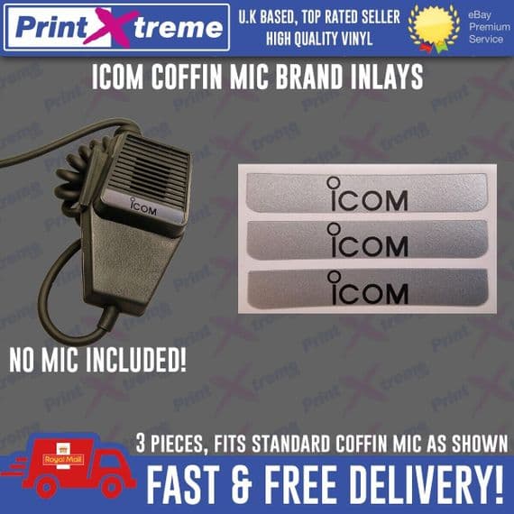 Icom Logo Sticker ICOM HAM cb radio COFFIN MIC INLAY STICKER Decal self adhesive NO MIC ...