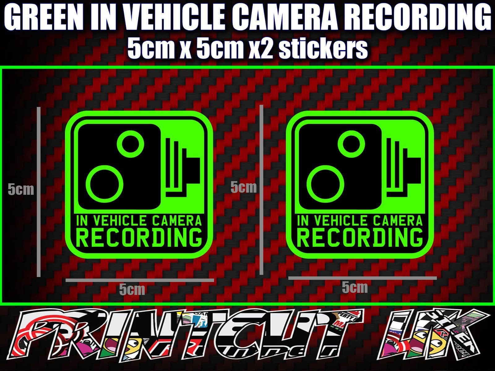 IN VEHICLE CAMERA RECORDING STICKERS X2 decal dash dvr car van bike ...