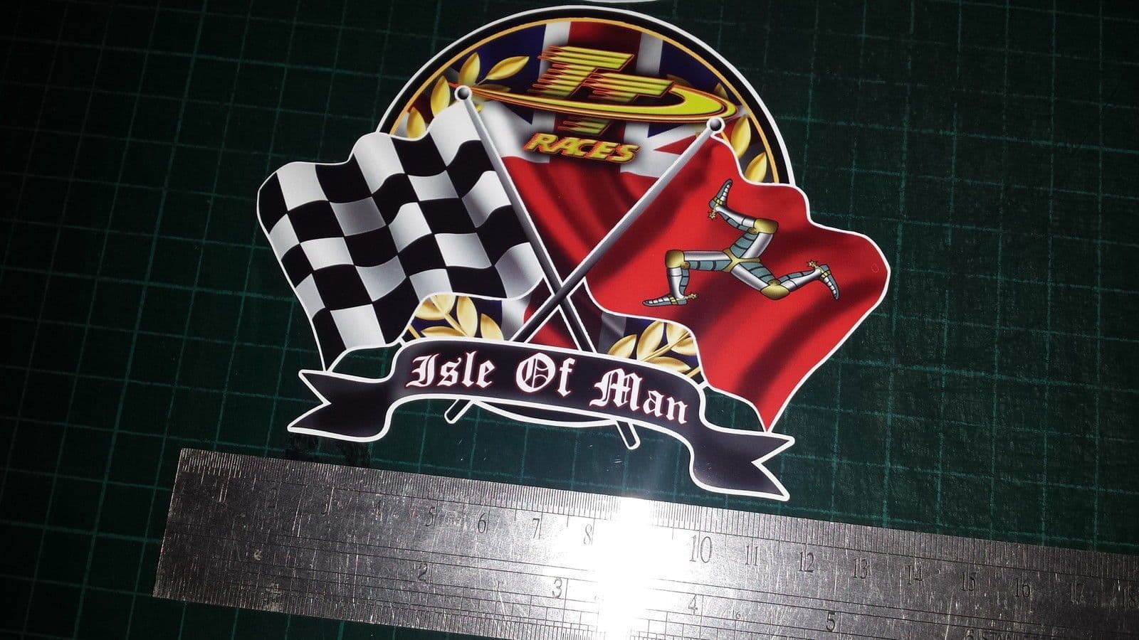 Decoracion Casco Moto Pegatinas Para Casco De Moto - Isle Of Man TT Races Y Moto GP - 4 Unidades De 100mm - Vinilo Brillante Decal Manx Moto GP 100mm - Foto 4