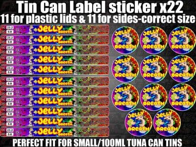 JELLY BREATH Cali pressitin tuna Tin Labels Stickers RX Medical HQ