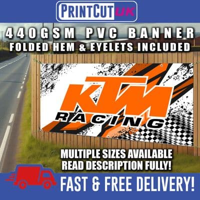 KTM RACING PVC BANNER SIGN SIGNS Indoor Outdoor workshop, shed, mechanic, garage, motorcycle,