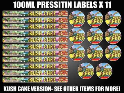 KUSH CAKE Cali pressitin tuna Tin Labels Stickers RX Medical HQ