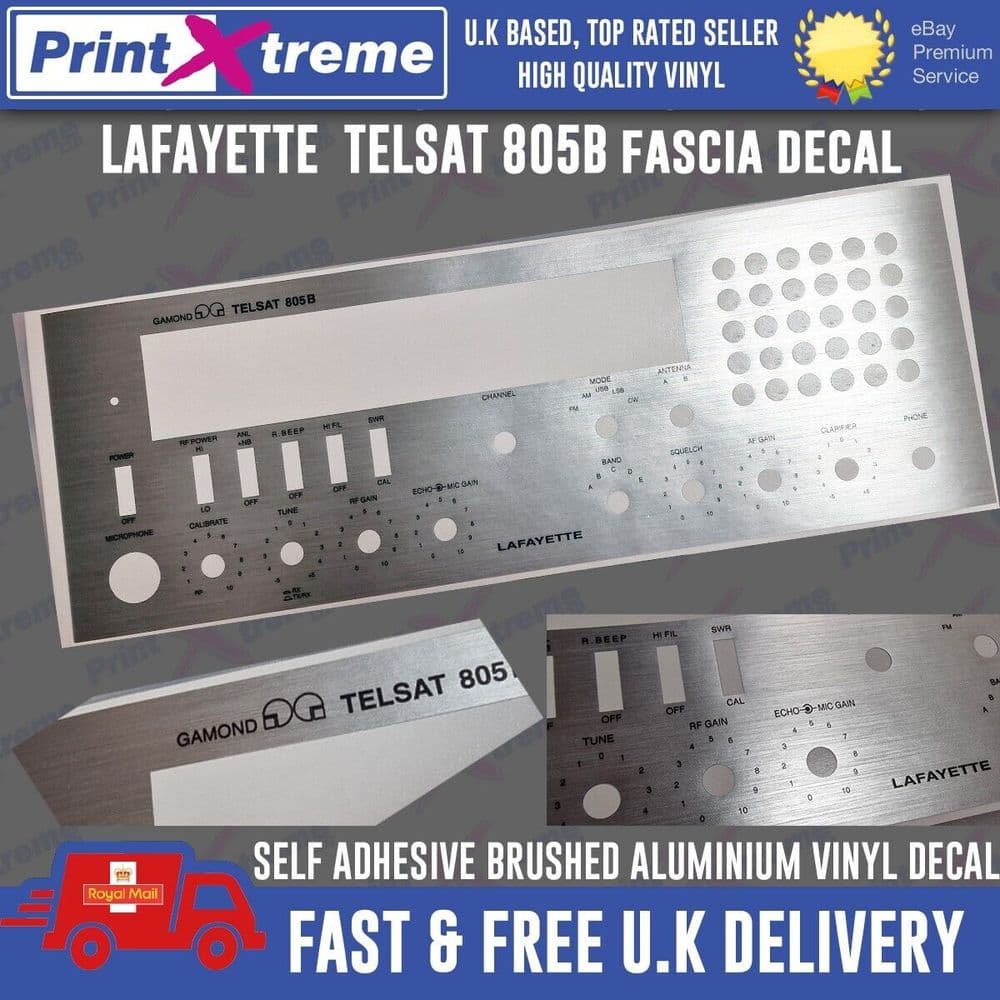 LAFAYETTE TELSAT 805B cb radio faceplate Decal Sticker fascia self adhesive