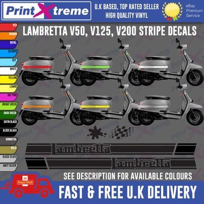 Lambretta V Special V50 v125 v200 stripes stickers decals Lambretta text cut out