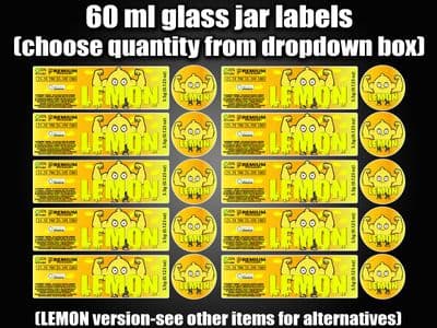 LEMON 60ml glass cali jar labels RX pressitin HIGH QUALITY
