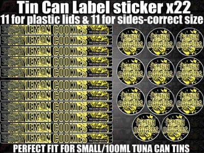 LEMON COOKIES Cali pressitin tuna Tin Labels Stickers RX Medical HQ