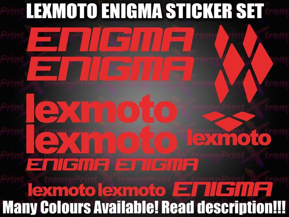 Lexmoto ENIGMA Scooter Stickers / Decal Set ALL COLOURS AVAILABLE