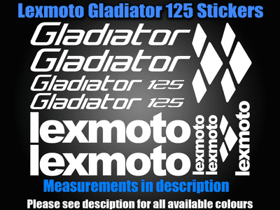 Lexmoto GLADIATOR Scooter Stickers / Decal Set *ALL COLOURS AVAILABLE*