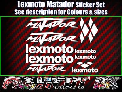 Lexmoto MATADOR Scooter Stickers / Decal Set *ALL COLOURS AVAILABLE*