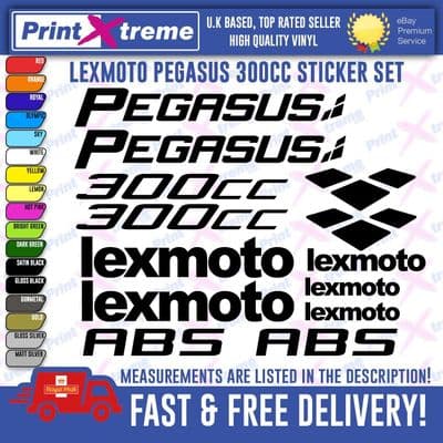 Lexmoto PEGASUS 300 Scooter Stickers / Decal Set *ALL COLOURS AVAILABLE*