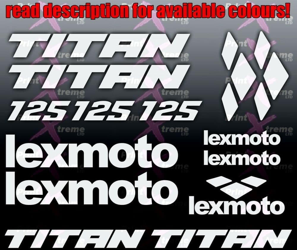 Lexmoto TITAN Scooter Stickers / Decal Set ALL COLOURS AVAILABLE