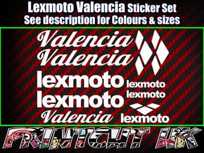 Lexmoto VALENCIA Scooter Stickers / Decal Set *ALL COLOURS AVAILABLE*