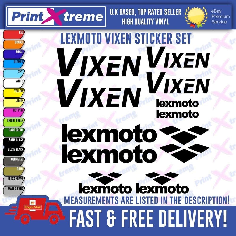 Lexmoto VIXEN Scooter Stickers / Decal Set ALL COLOURS AVAILABLE