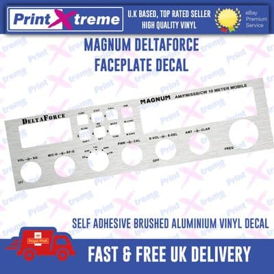 MAGNUM DELTAFORCE  cb radio faceplate bezel Decal Sticker BRUSHED ALUMINIUM VINYL