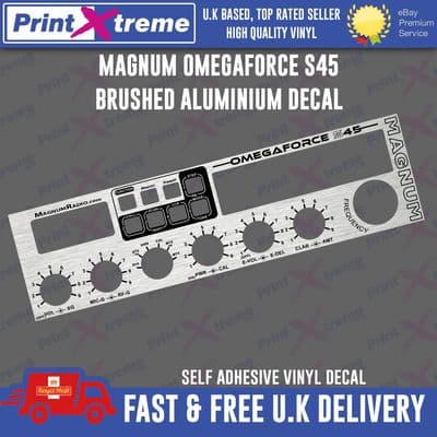 MAGNUM OMEGAFORCE S45 cb radio faceplate bezel Decal Sticker BRUSHED ALUMINIUM VINYL