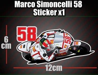 MARCO SIMONCELLI 58 Decal Sticker Moto GP laptop helmet bike car scooter