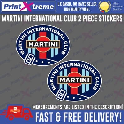 Martini Club Stickers Decals x2 Vinyl car bike laptop Scooter Motorcycle Quad