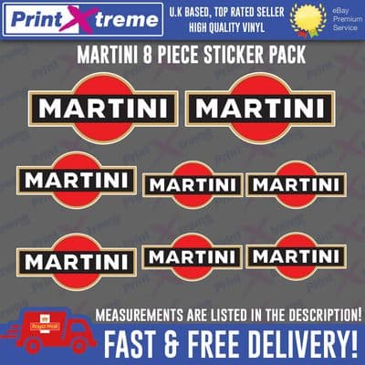 Martini Sticker Decal Pack x8 Vinyl car bike laptop Scooter Motorcycle Quad