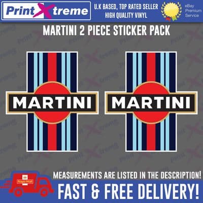 Martini Stripe Stickers Decals x2 Vinyl car bike laptop Scooter Motorcycle Quad