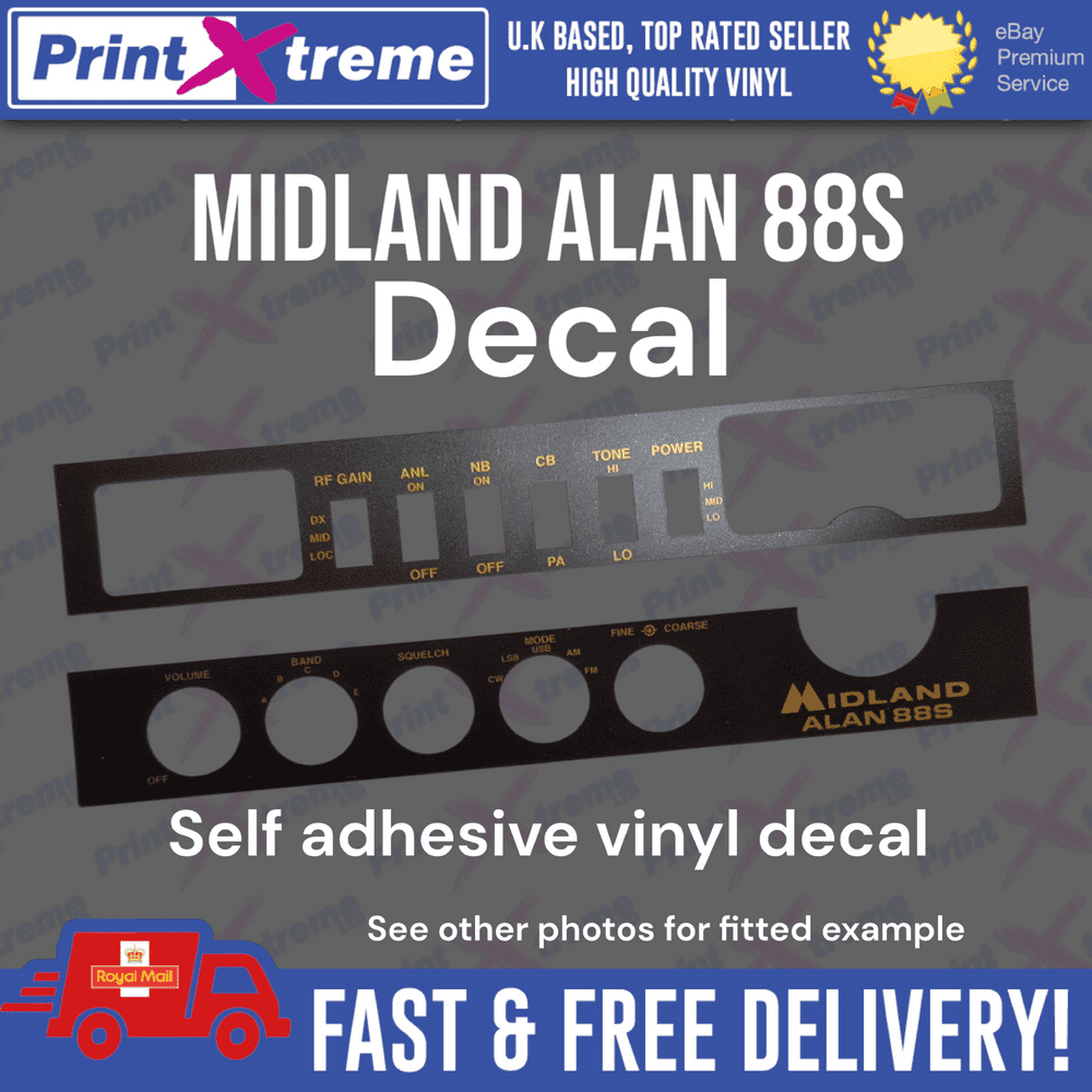 MIDLAND ALAN 88S cb radio faceplate Decal Sticker bezel self adhesive