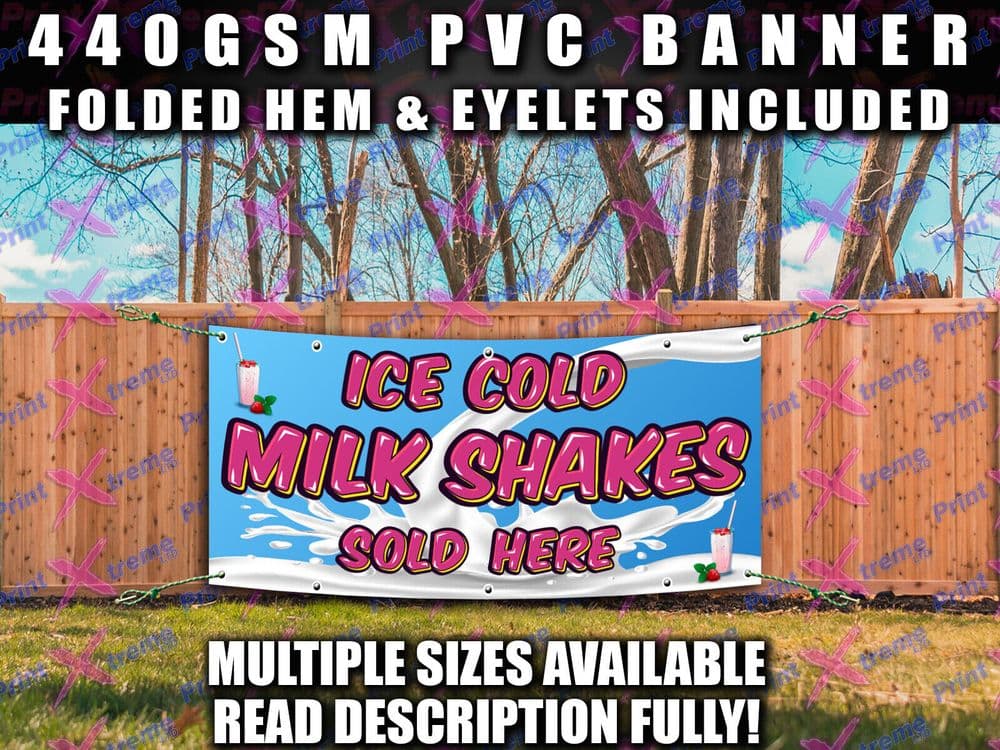 MILK SHAKES MILKSHAKE SOLD HERE BANNER SIGN SIGNS ICE CREAM ...