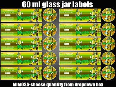 MIMOSA 60ml glass cali jar labels RX pressitin HIGH QUALITY